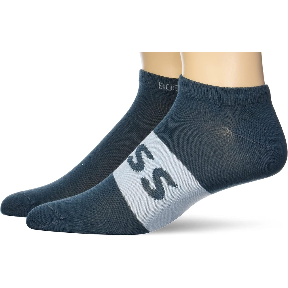 image:imageBOSS Mens 2pack Solid Cotton Ankle SocksCyanCyan  Artic Blue