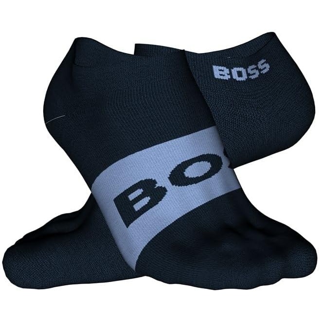 image:imageBOSS Mens 2pack Solid Cotton Ankle SocksNavy Peony Blue  Navy Peony Blue  Marina Blue