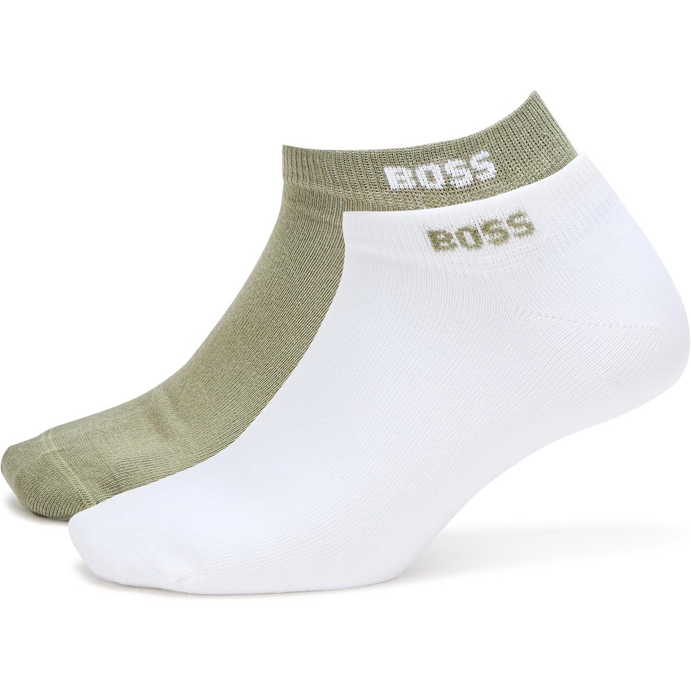 image:imageBOSS Mens 2pack Solid Cotton Ankle SocksTea GreenWhite