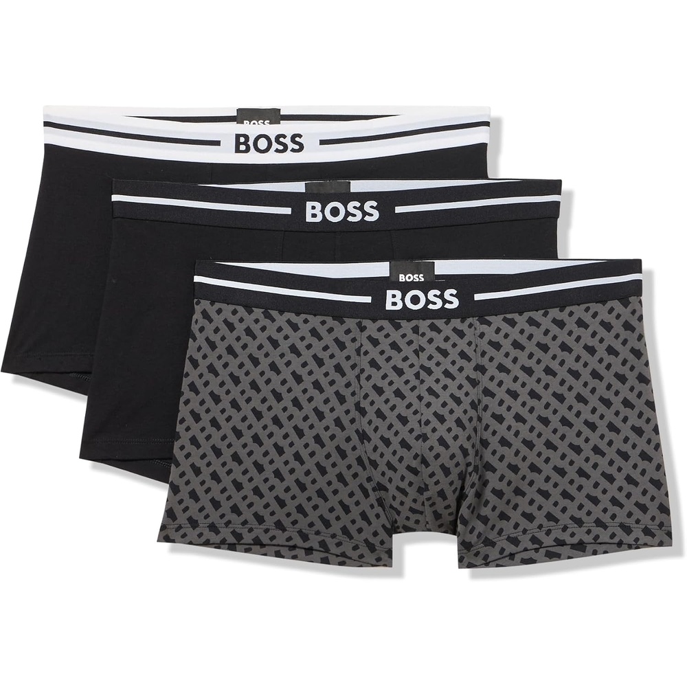 image:imageBOSS Mens 3pack Bold Logo TrunksBlackWhiteCarbon Black