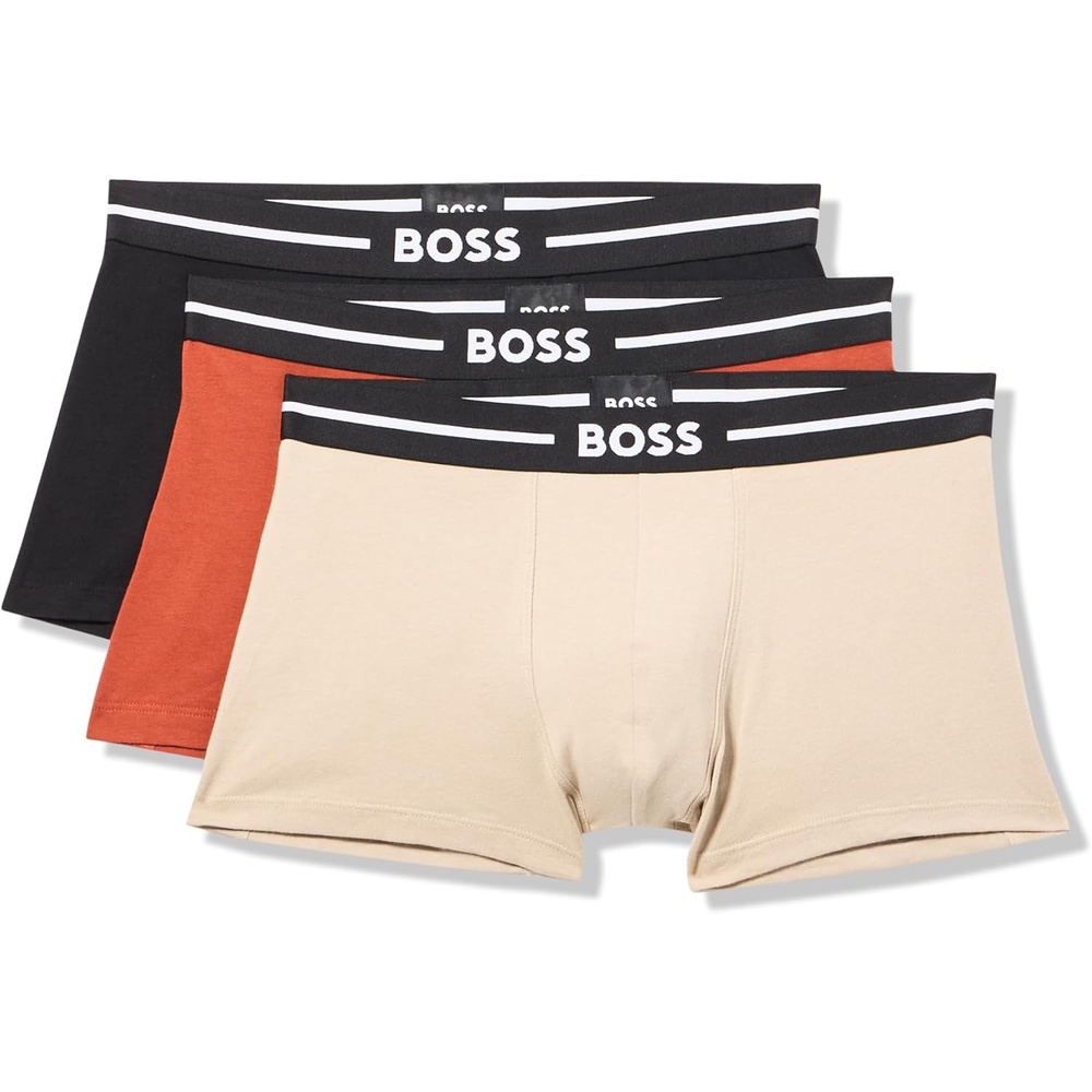 image:imageBOSS Mens 3pack Bold Logo TrunksRustCashewBlack