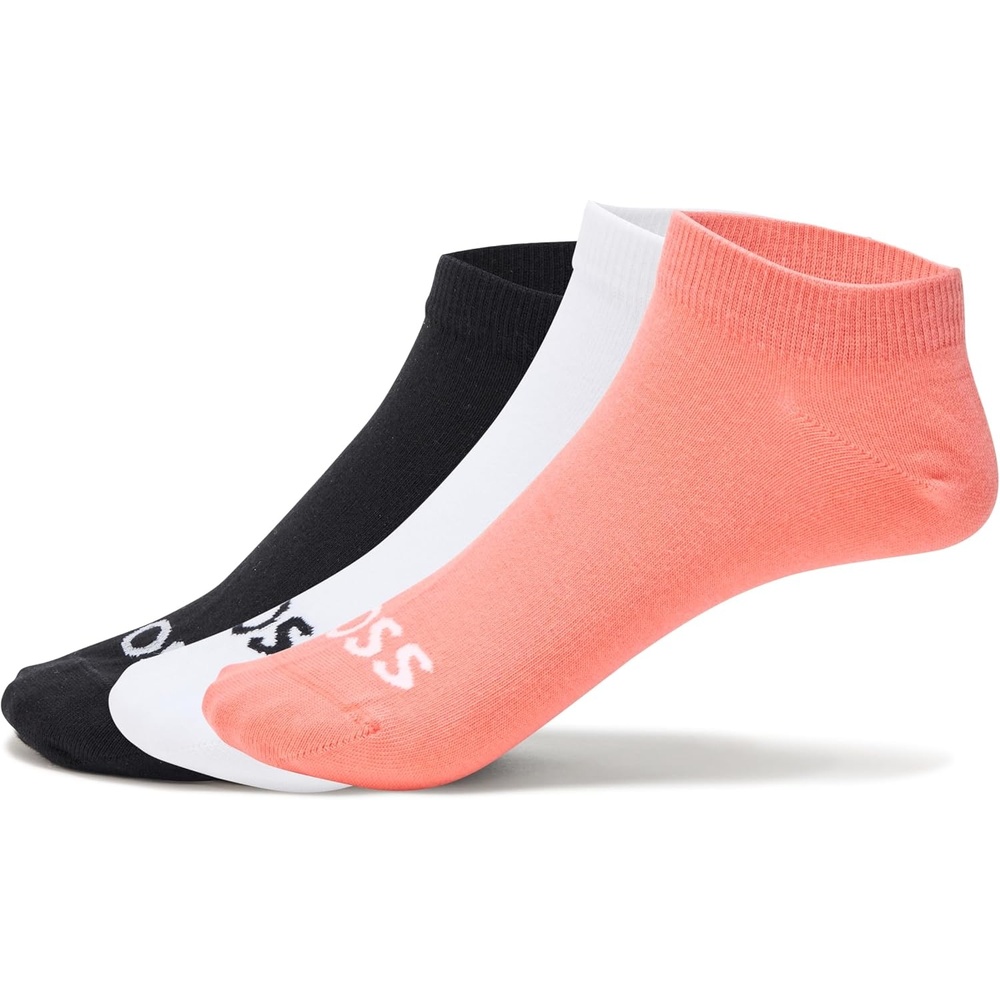 image:imageBOSS Mens 3pack Logo Design Solid Color Ankle SocksPeachWhiteBlack