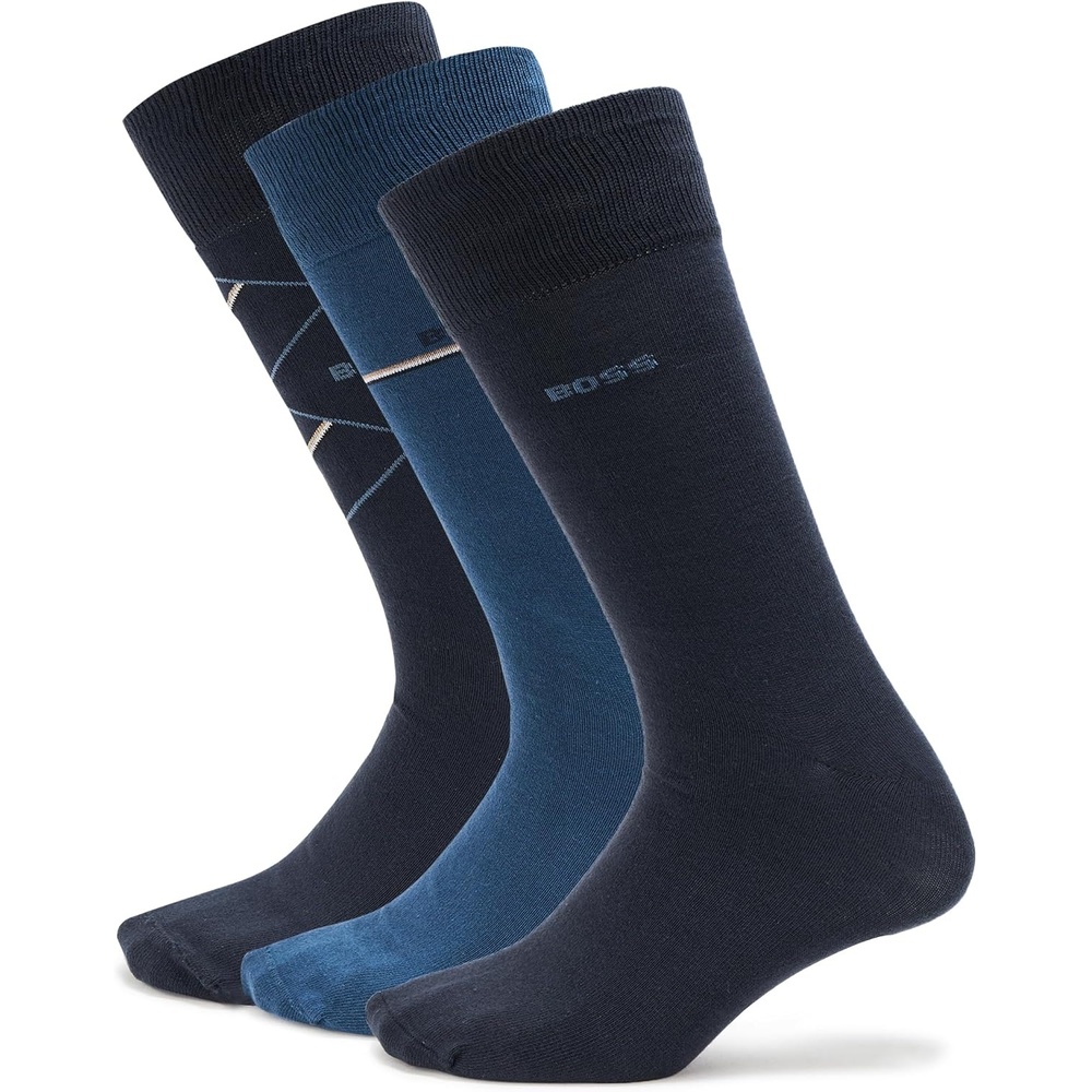 image:imageBOSS Mens 3pack Solid Cotton Socks Gift SetFestive Navy