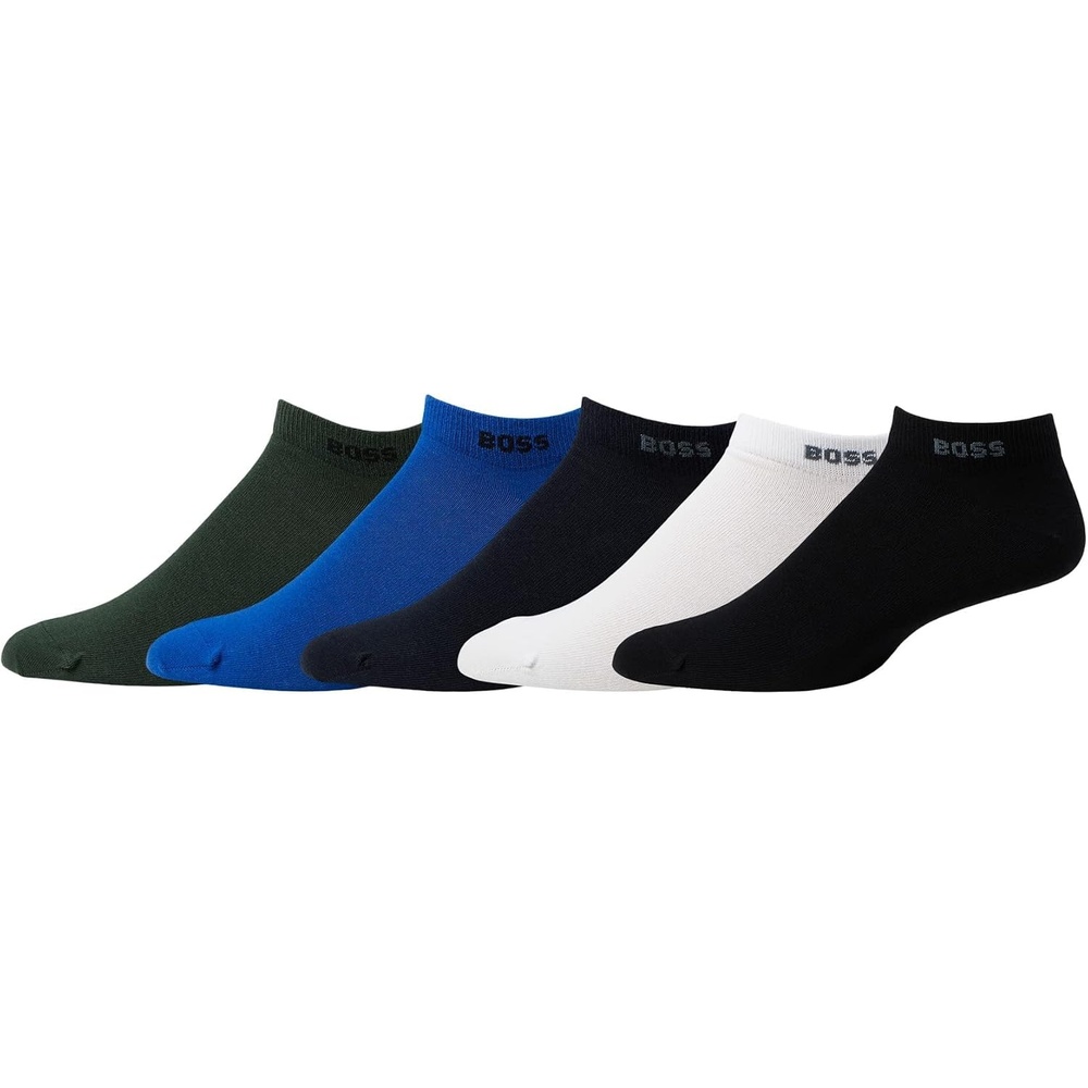image:imageBOSS Mens 5 Pack Solid Cotton Stretch SocksSolid Dark Blue  Frost White  Black Soot  Blue Aegean  Medium Ash Grey