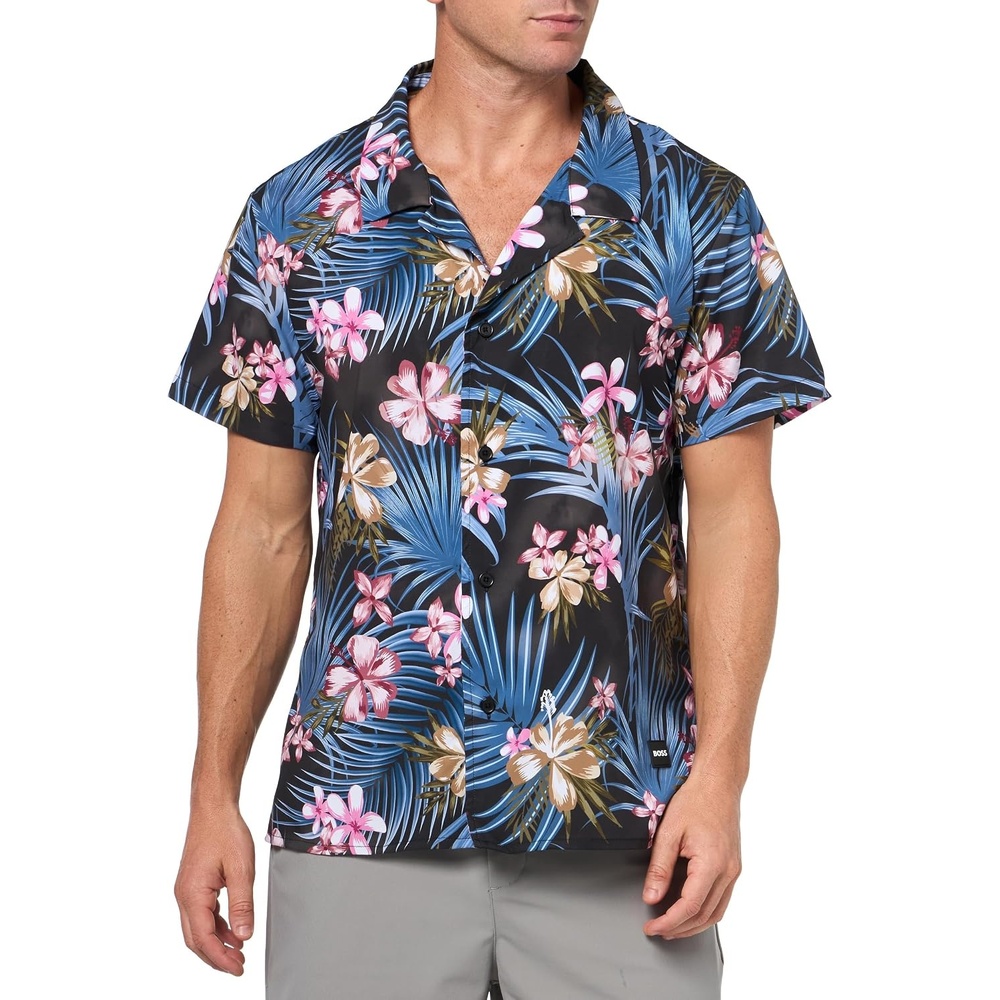 image:imageBOSS Mens Beach ShirtTropical Navy Blue