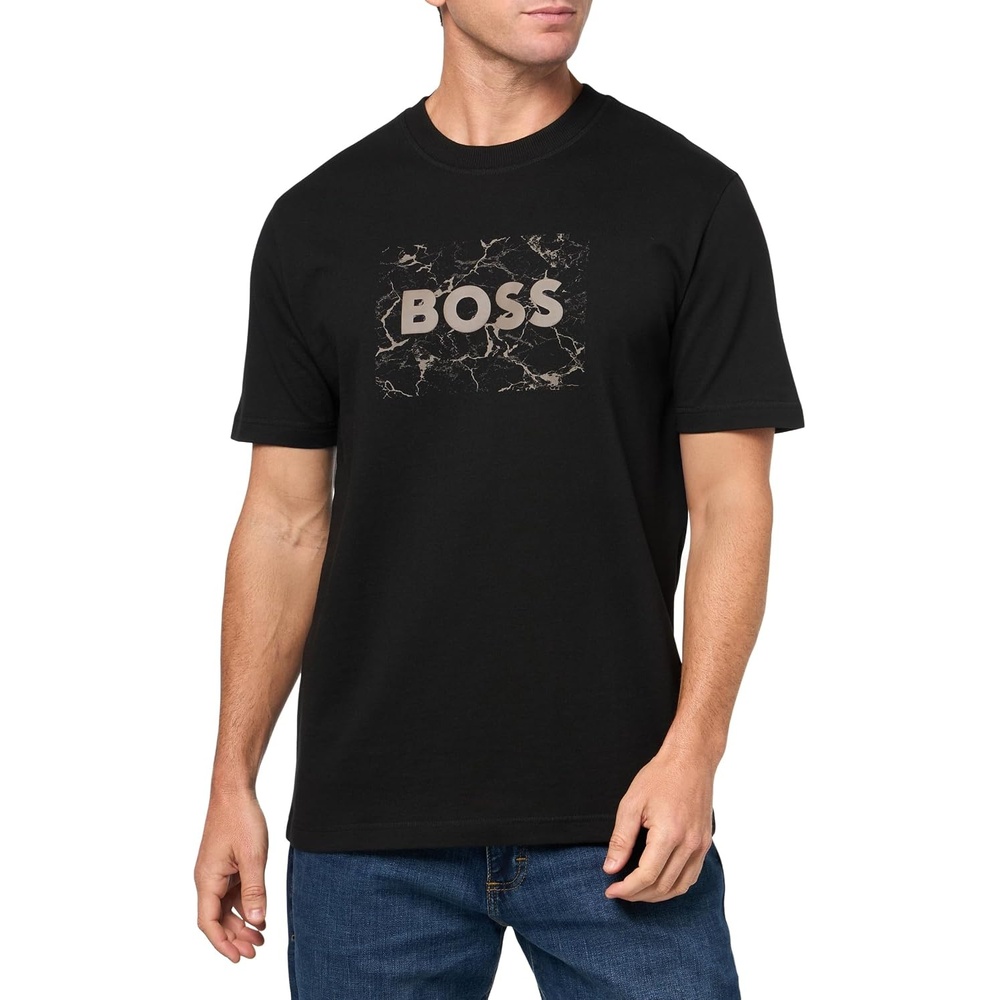 image:imageBOSS Mens Big Logo Chain Cotton TShirtBlack Carbon