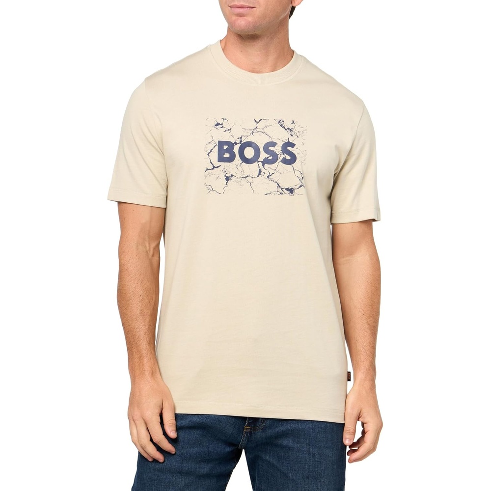 image:imageBOSS Mens Big Logo Chain Cotton TShirtPeyote Beige