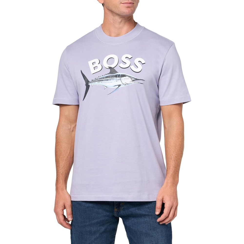 image:imageBOSS Mens Big Logo Fish Cotton TShirtLavender Haze