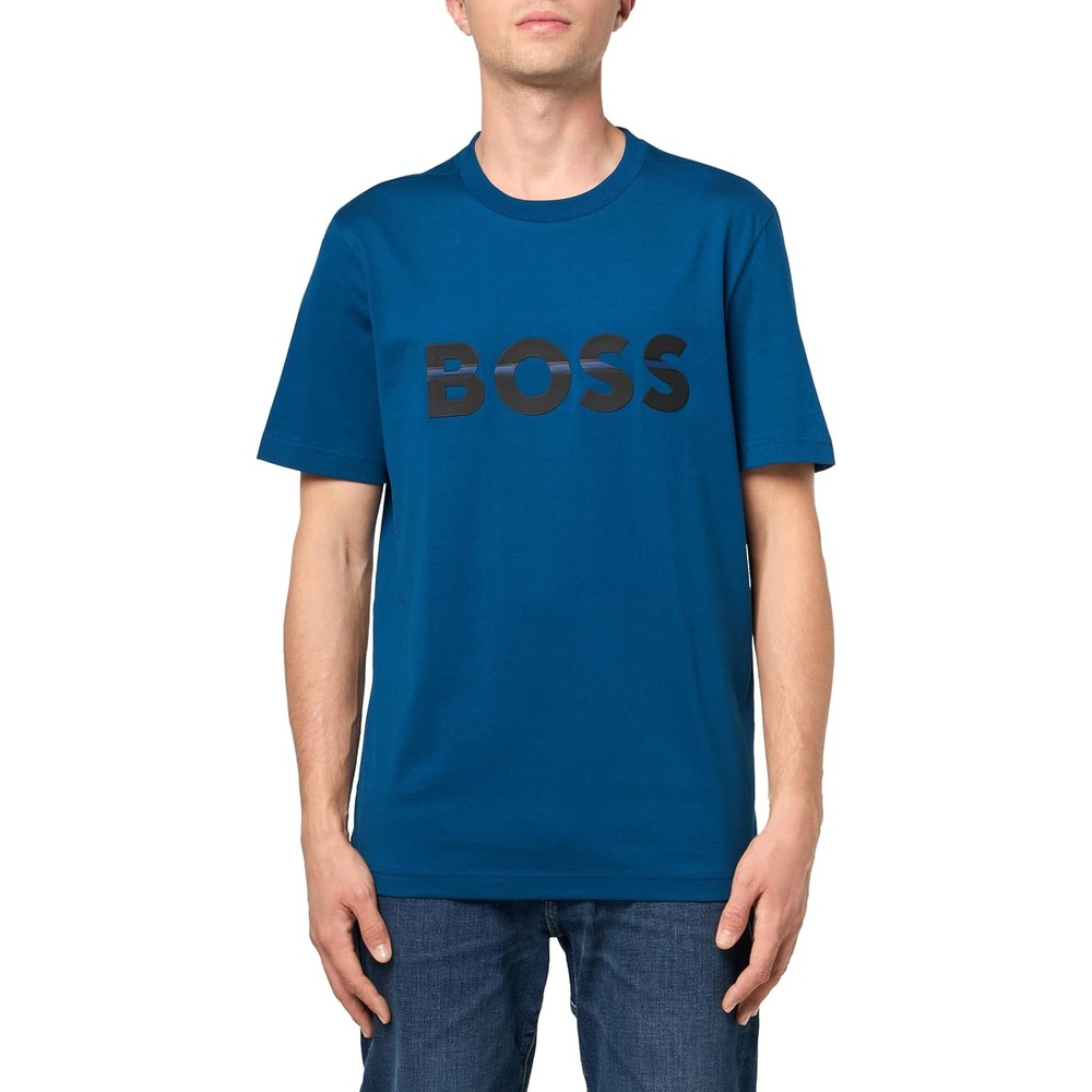 image:imageBOSS Mens Big Logo Jersey Cotton TShirtBlue Sapphire