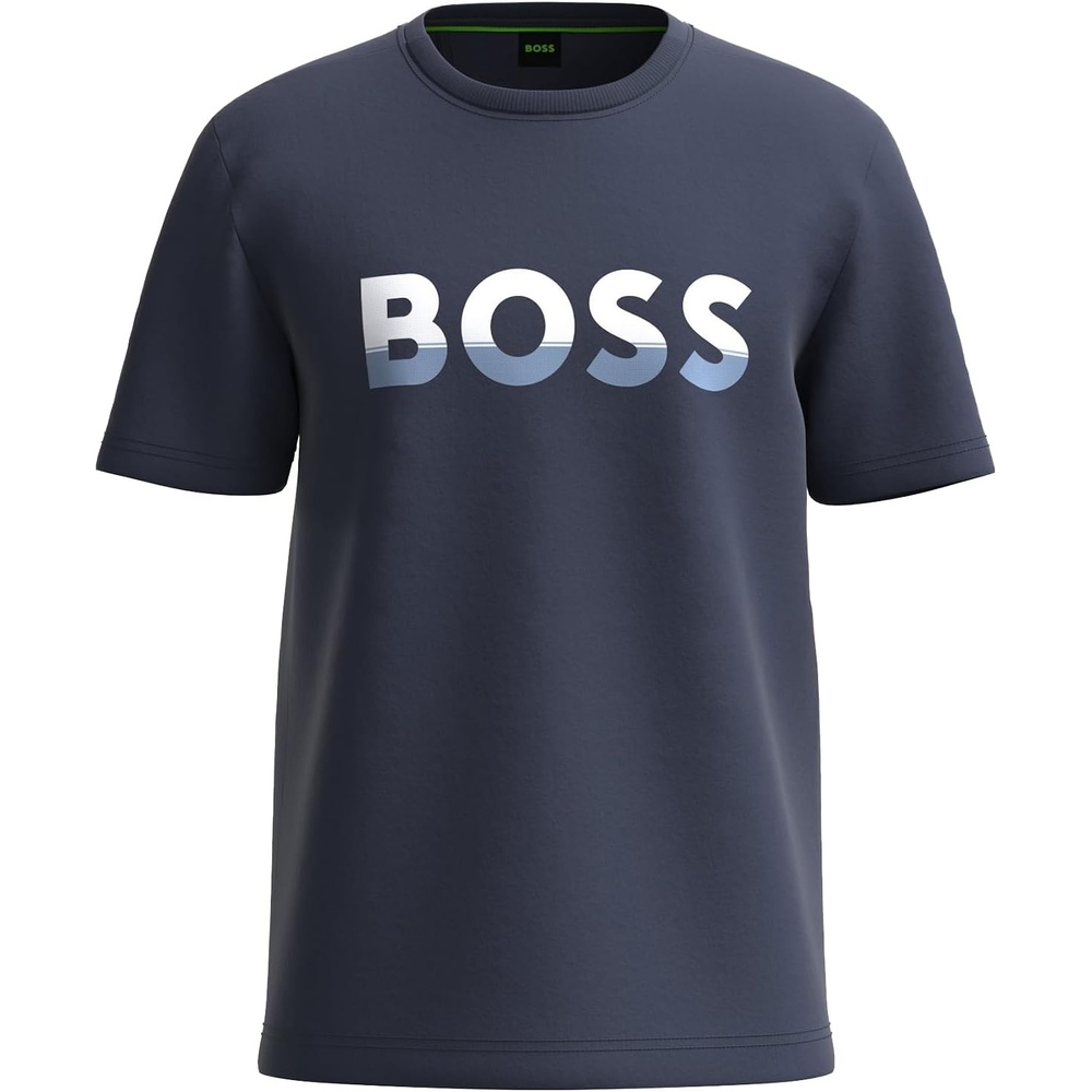 image:imageBOSS Mens Big Logo Jersey Cotton TShirtDark Navy  Forever Blue