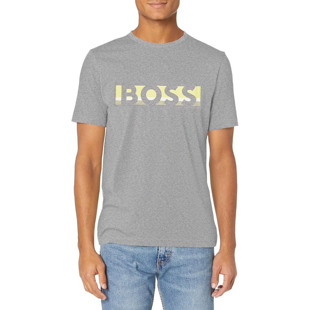image:imageBOSS Mens Big Logo Jersey Cotton TShirtHigh Rise Grey