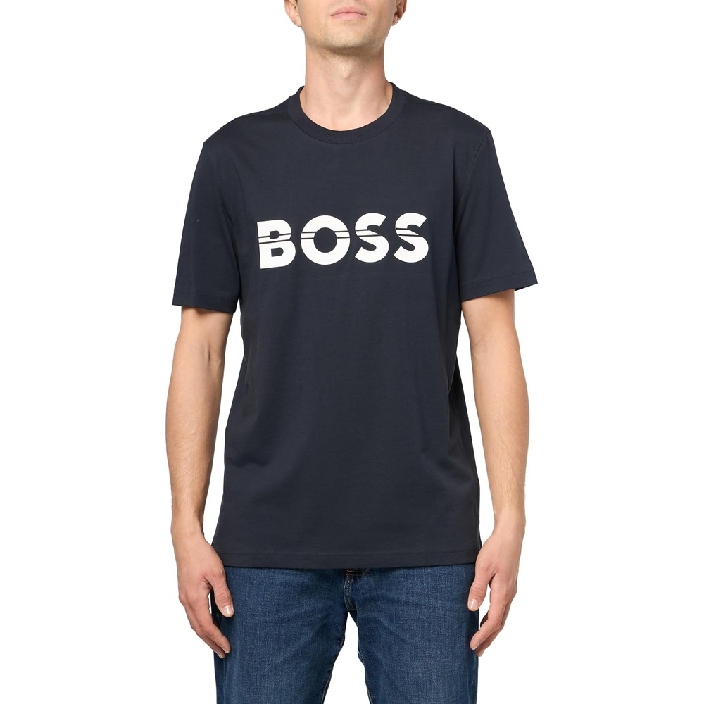 image:imageBOSS Mens Big Logo Jersey Cotton TShirtNavy Dust
