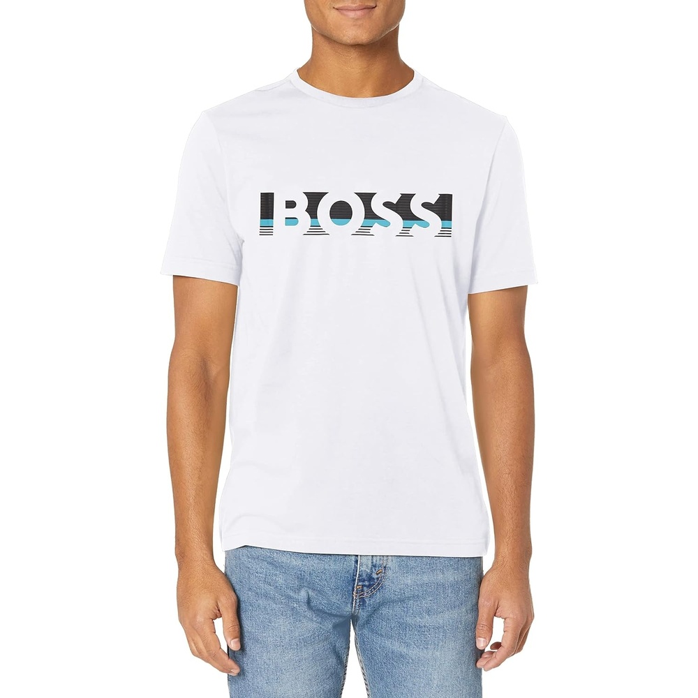image:imageBOSS Mens Big Logo Jersey Cotton TShirtWhite Soap