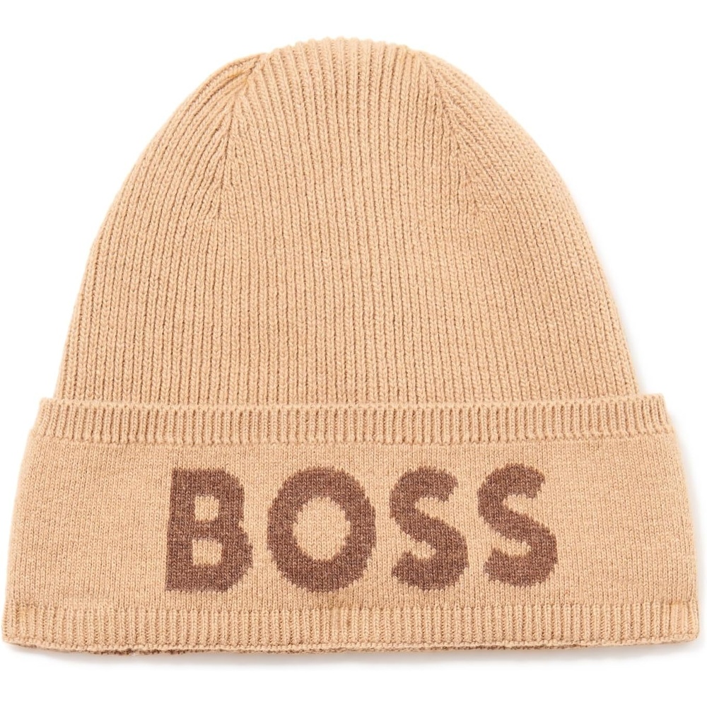 image:imageBOSS Mens Big Logo Knit HatIconic Camel