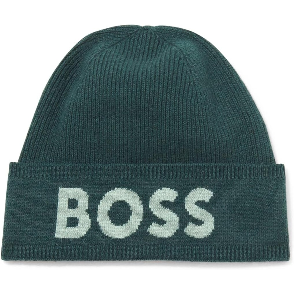 image:imageBOSS Mens Big Logo Knit HatPine Tree Green