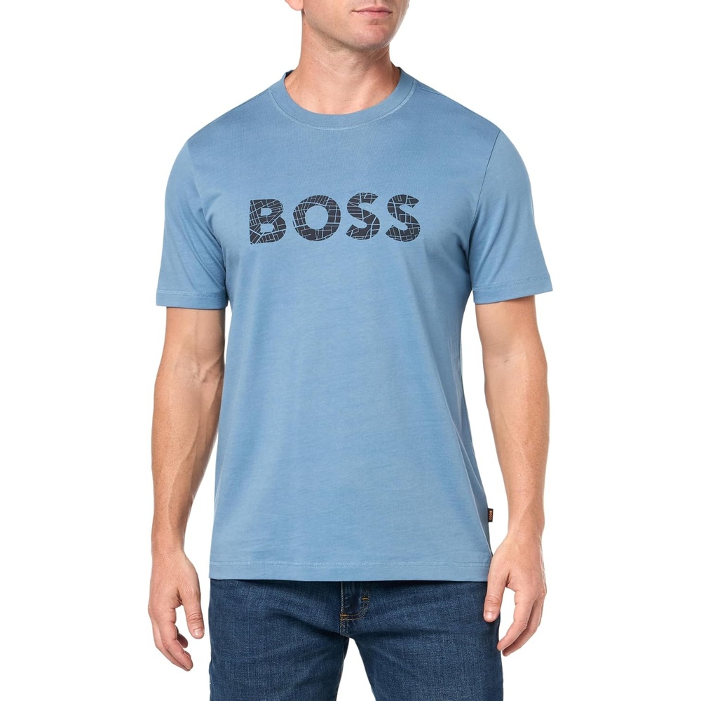 image:imageBOSS Mens Big Textured Logo Cotton TShirtNiagara Mist