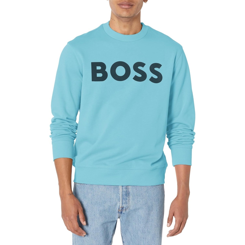 image:imageBOSS Mens Bold Logo French Terry Crew Neck SweatshirtBlue Aster