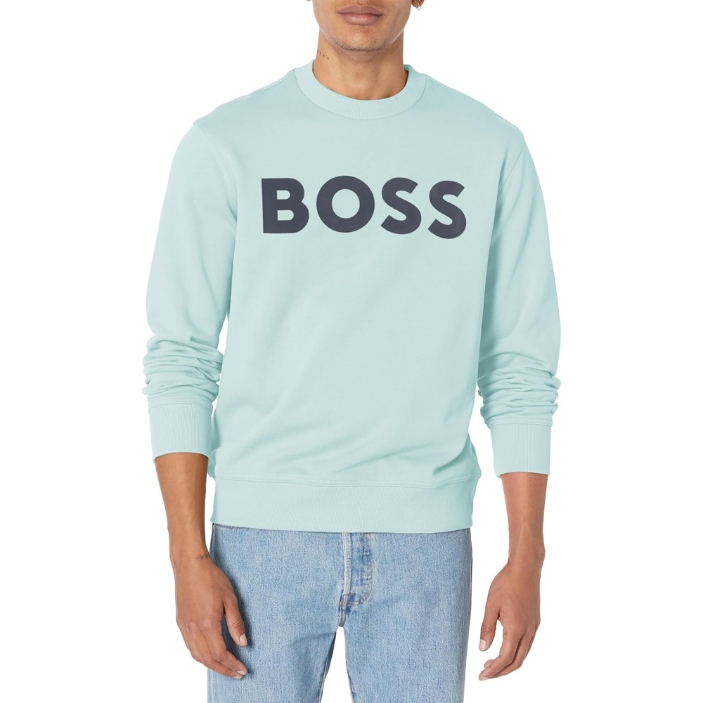 image:imageBOSS Mens Bold Logo French Terry Crew Neck SweatshirtCloud Green