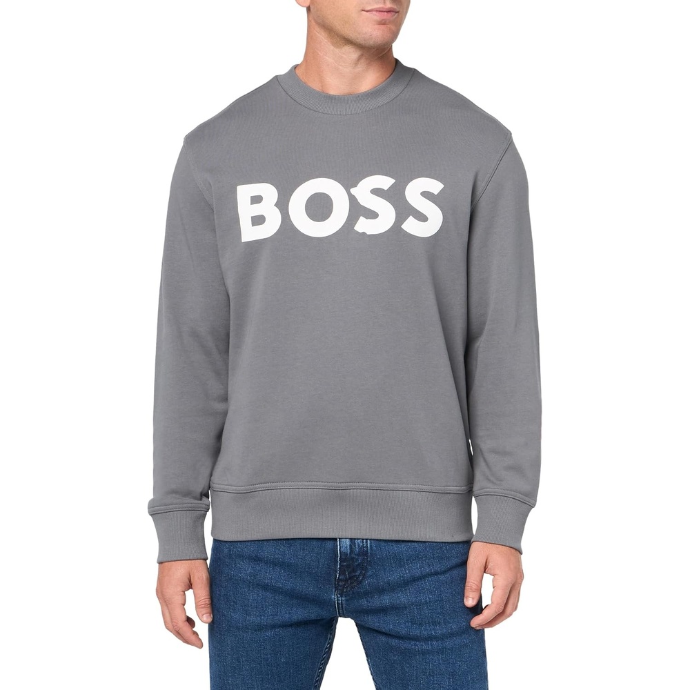 image:imageBOSS Mens Bold Logo French Terry Crew Neck SweatshirtMushroom Grey
