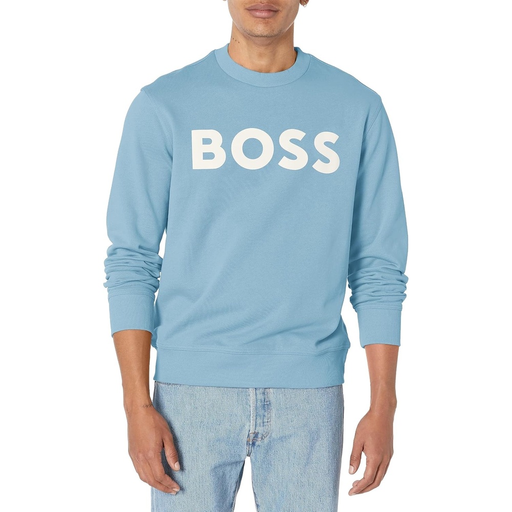 image:imageBOSS Mens Bold Logo French Terry Crew Neck SweatshirtPowder Blue