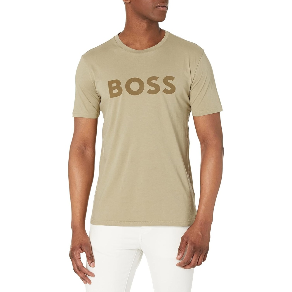 image:imageBOSS Mens Bold Logo ShortSleeve Jersey TShirtCoriander Beige