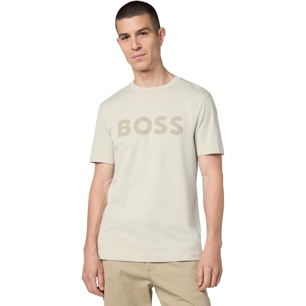 image:imageBOSS Mens Bold Logo ShortSleeve Jersey TShirtStone Beige
