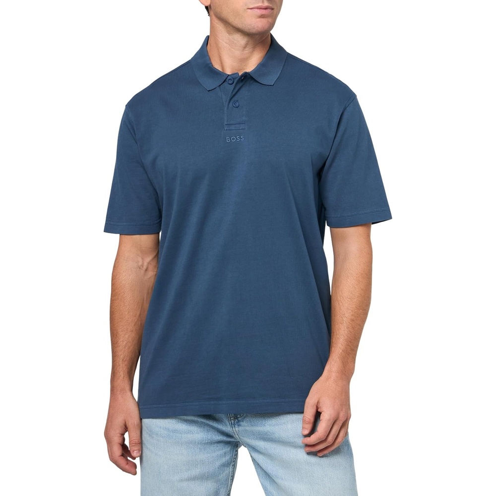image:imageBOSS Mens Center Logo Cotton Polo ShirtPacific Blue