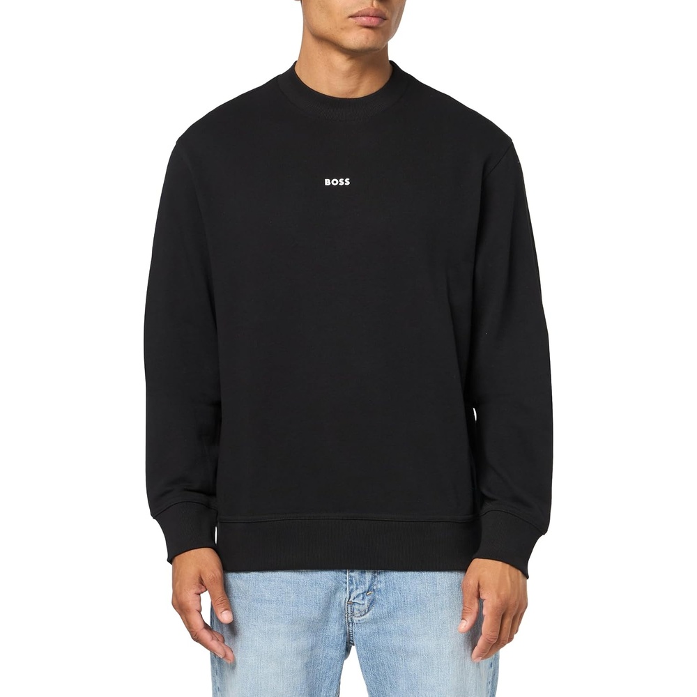 image:imageBOSS Mens Center Logo French Terry Crew Neck SweatshirtBlack Pepper