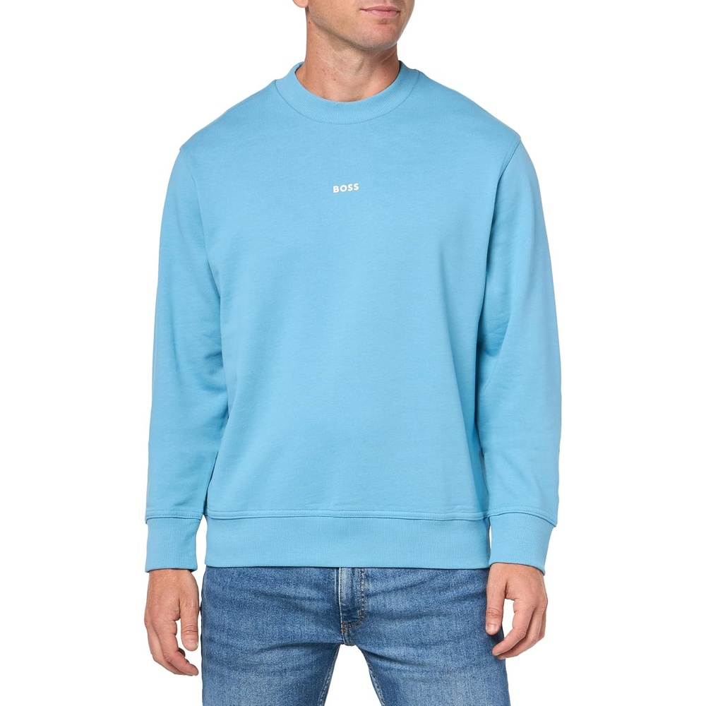 image:imageBOSS Mens Center Logo French Terry Crew Neck SweatshirtNiagara Blue