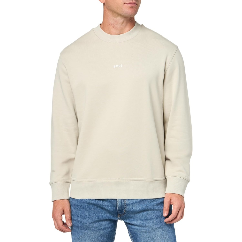 image:imageBOSS Mens Center Logo French Terry Crew Neck SweatshirtStone Beige