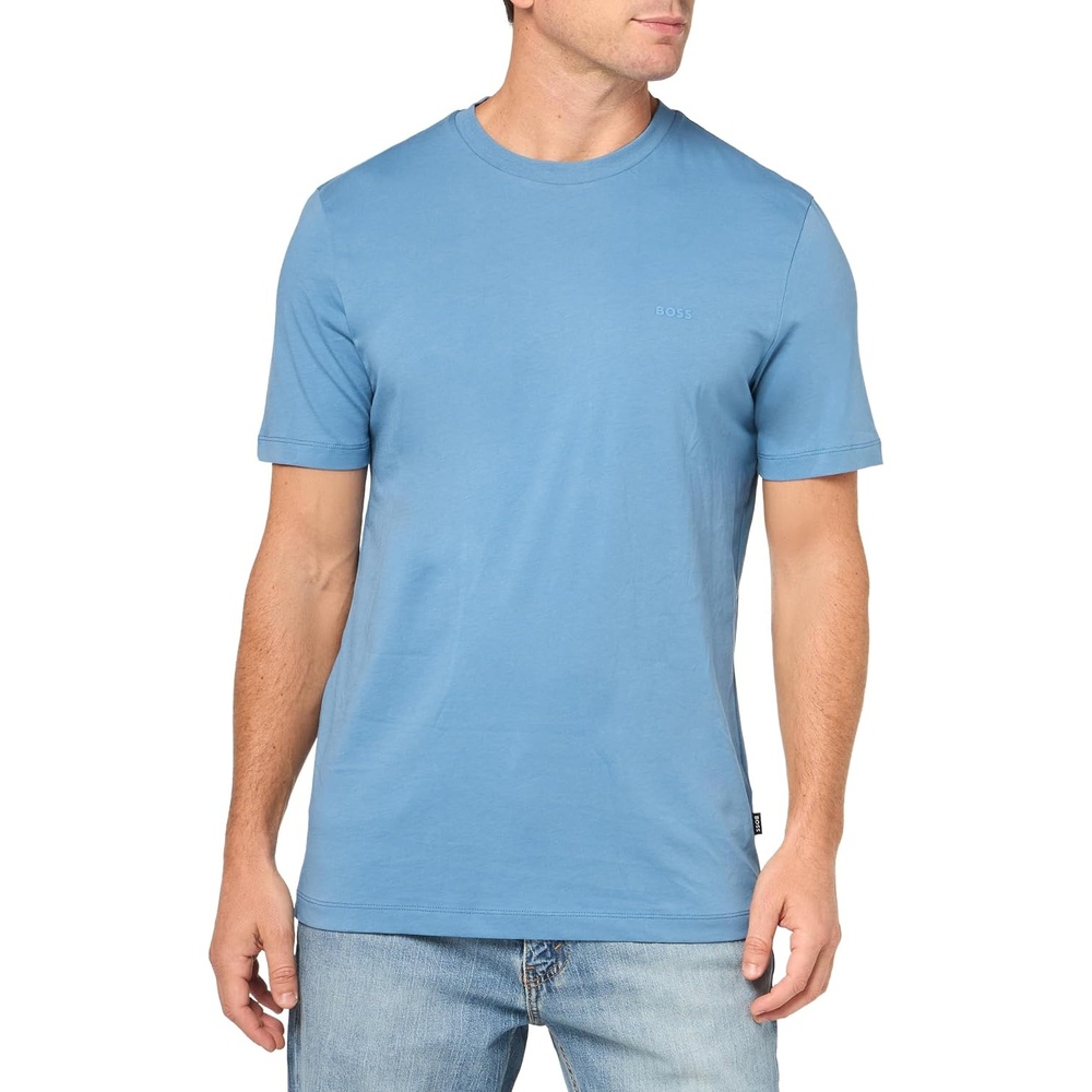 image:imageBOSS Mens Chest Logo Soft Jersey Crew Neck TShirtChambray Blue