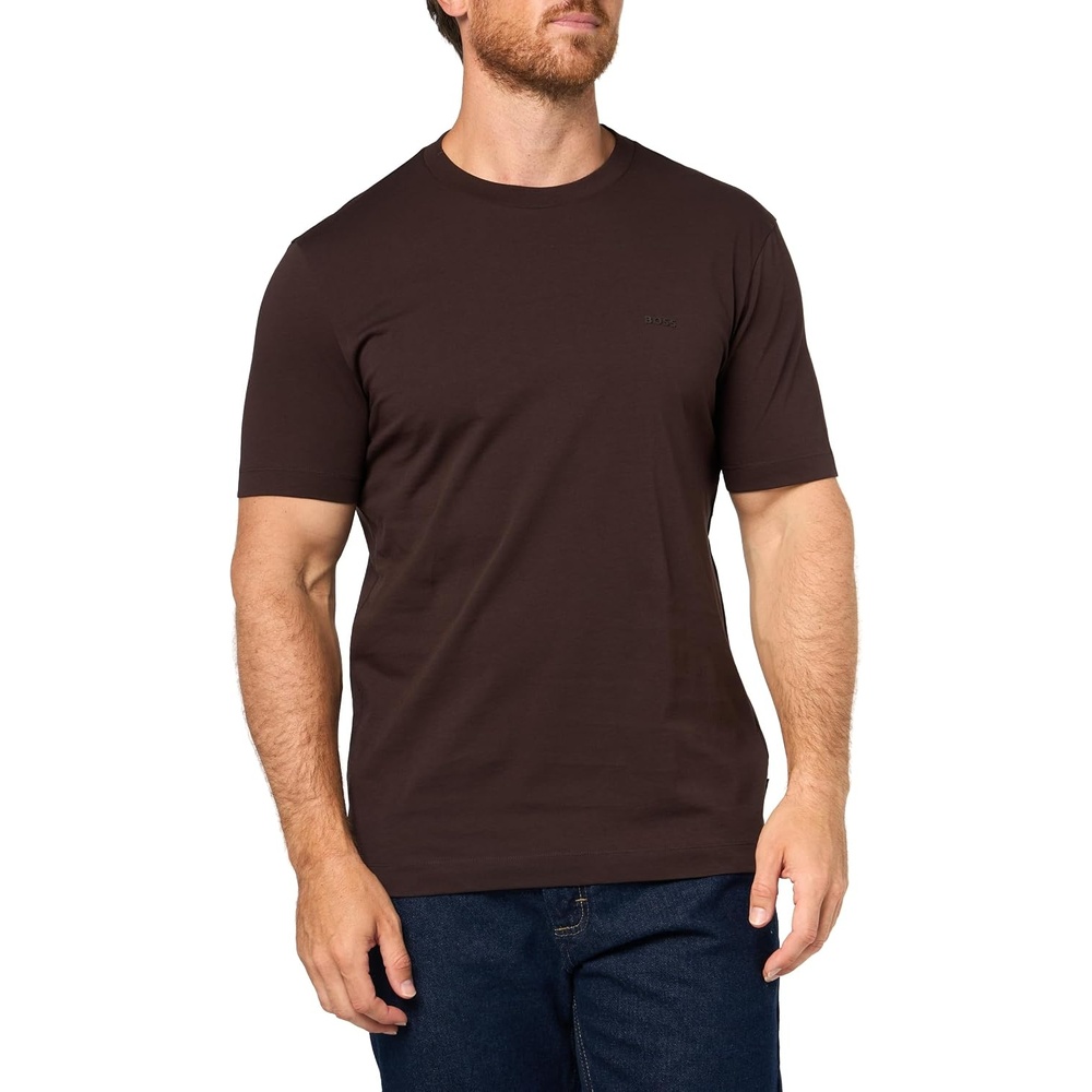 image:imageBOSS Mens Chest Logo Soft Jersey Crew Neck TShirtCoffee Liquor