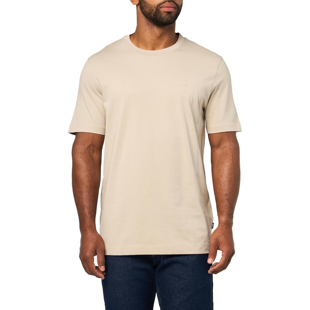 image:imageBOSS Mens Chest Logo Soft Jersey Crew Neck TShirtKhaki Wood