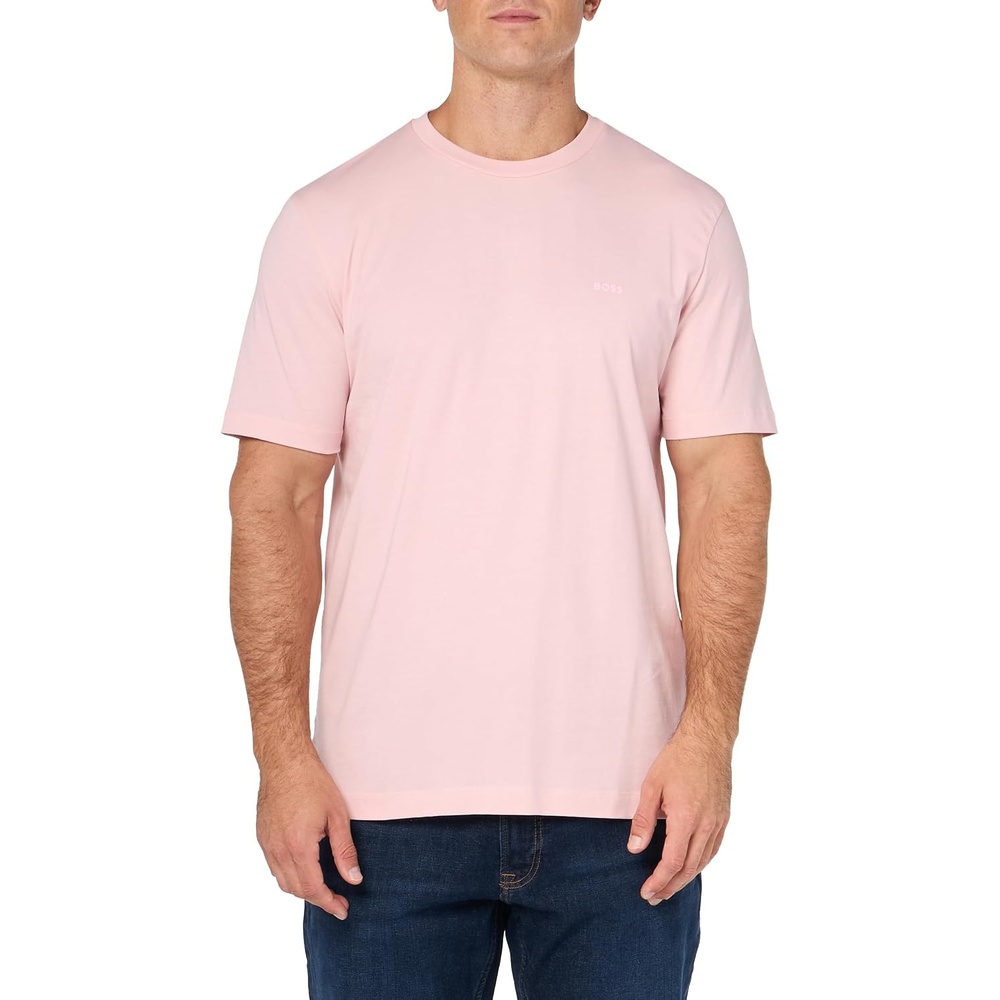 image:imageBOSS Mens Chest Logo Soft Jersey Crew Neck TShirtPastal Pink