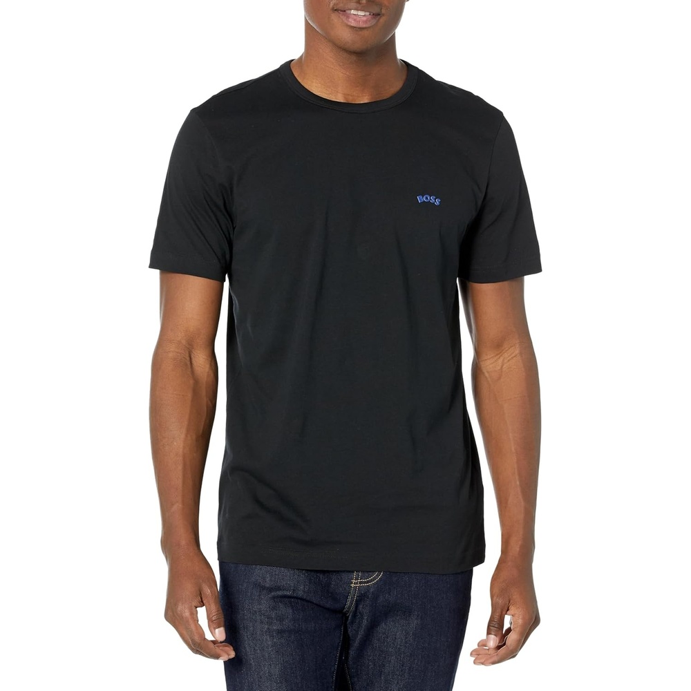image:imageBOSS Mens Contrast Curve Logo ShortSleeve Cotton TShirtBlack Soil