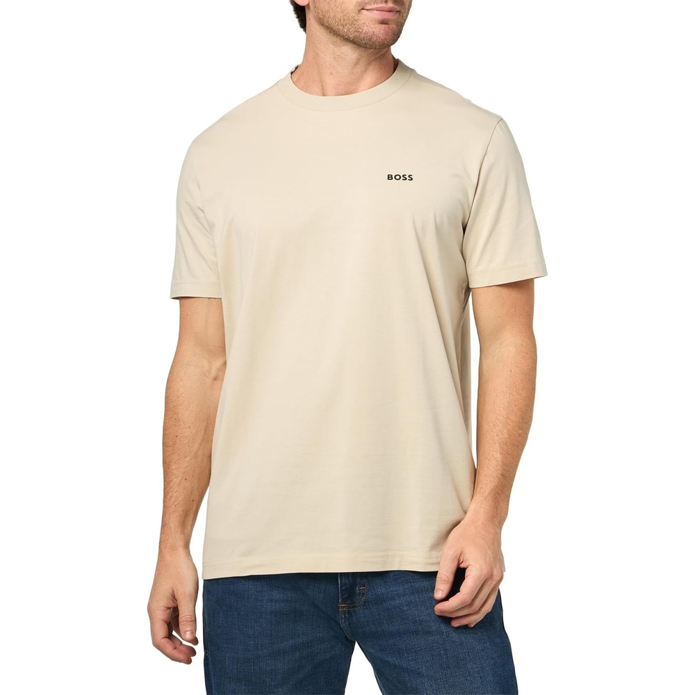 image:imageBOSS Mens Contrast Logo Cotton Stretch TShirtBoucle Beige