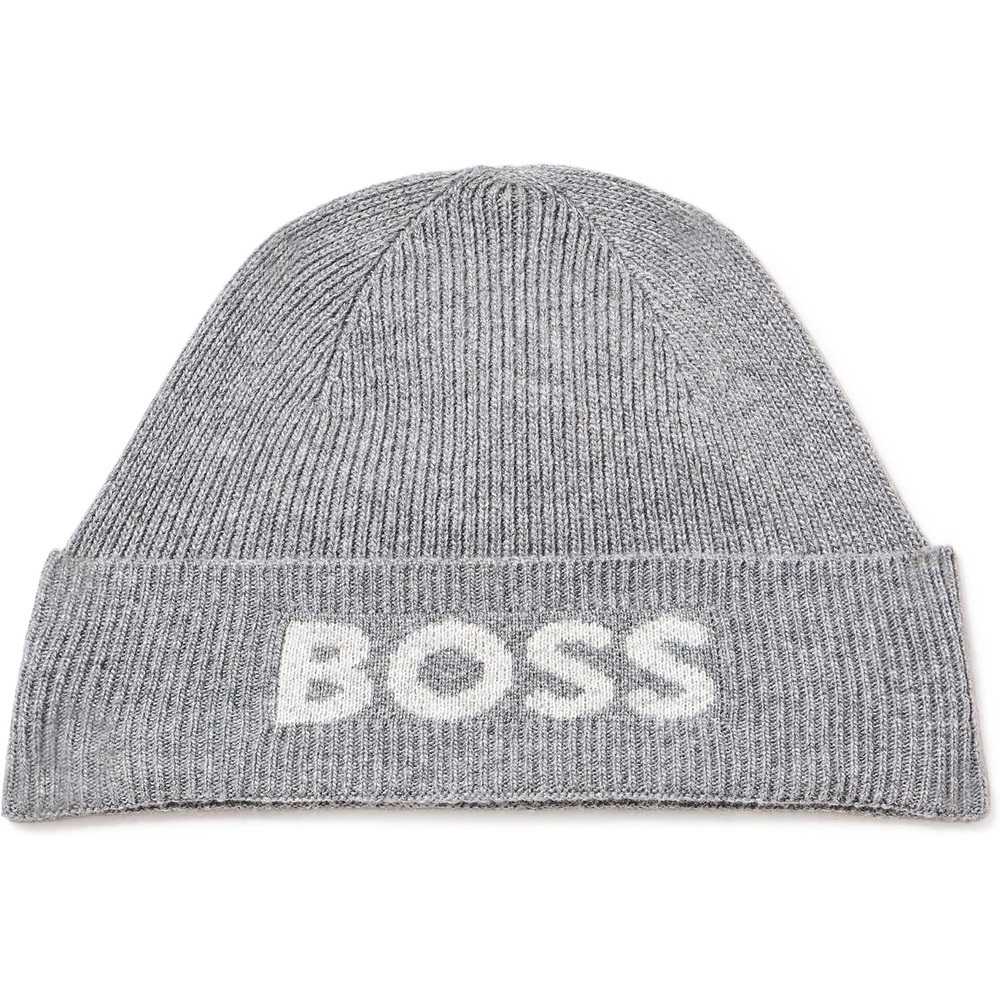 image:imageBOSS Mens Contrast Logo Knit HatMink Grey