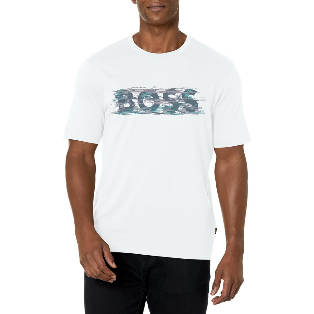 image:imageBOSS Mens Digital Graphic Print Short Sleeve TShirtBlank White  Graphite  Purple  Green