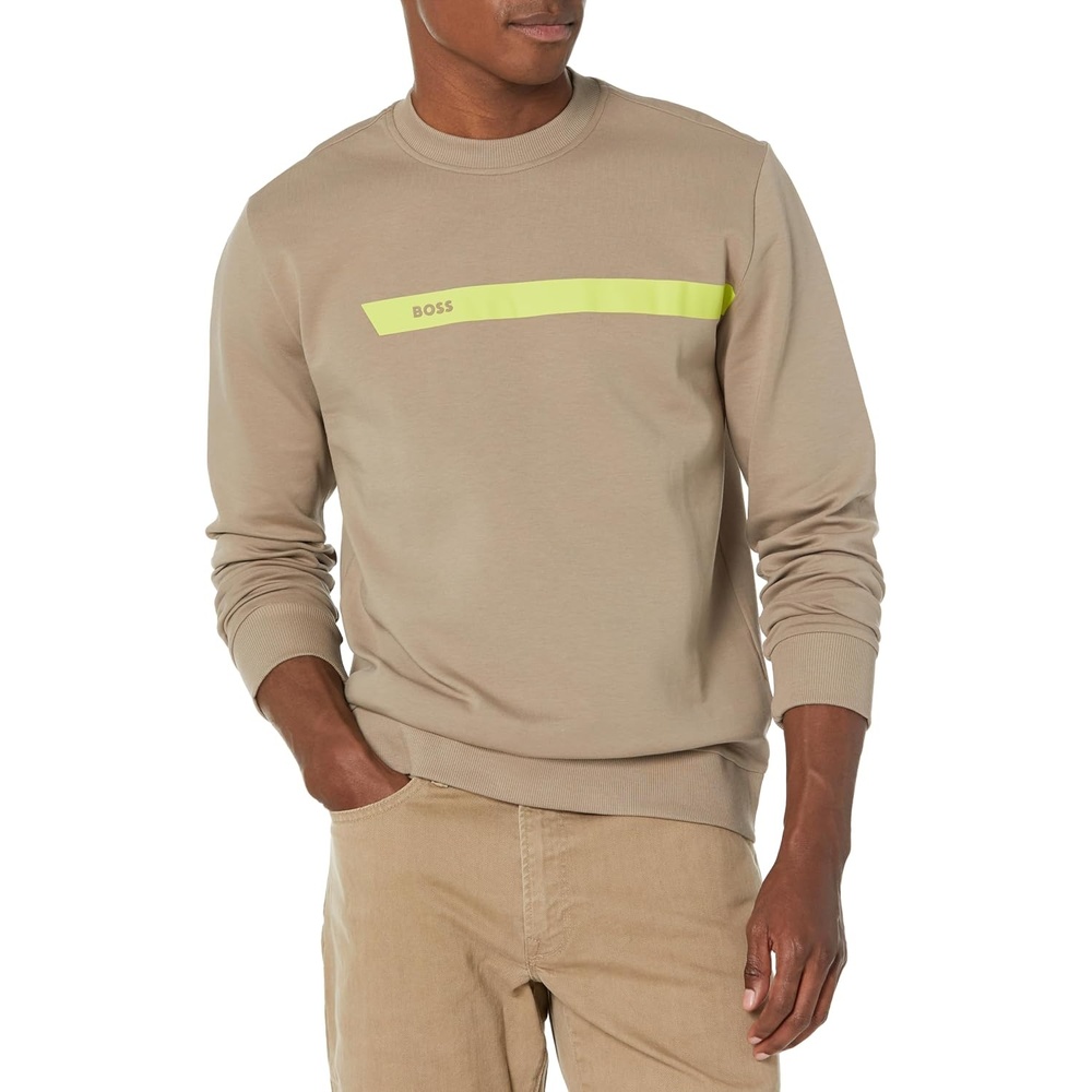 image:imageBOSS Mens Iconic Logo Crewneck SweatshirtBrindle Green