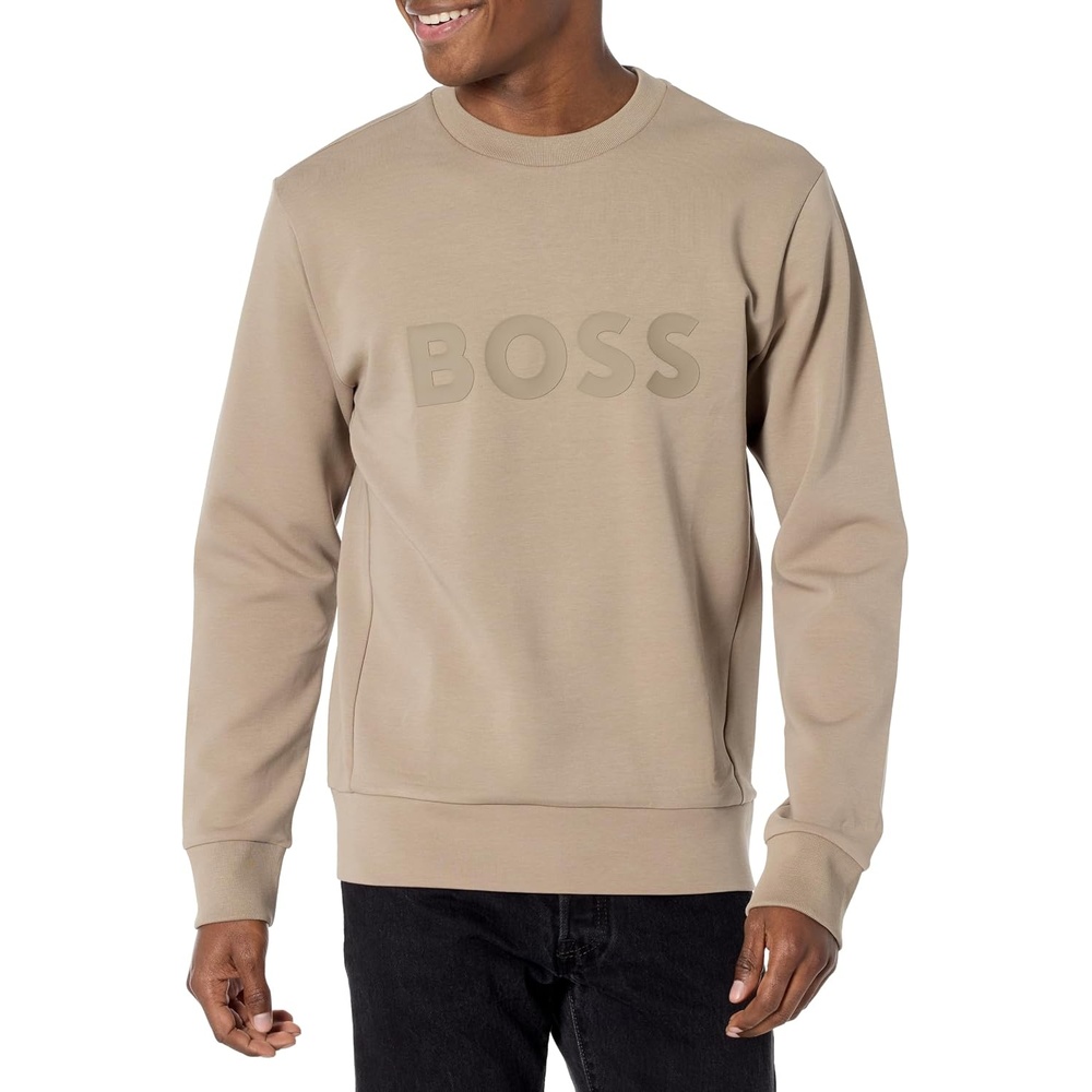 image:imageBOSS Mens Iconic Logo Crewneck SweatshirtDesert Taupe