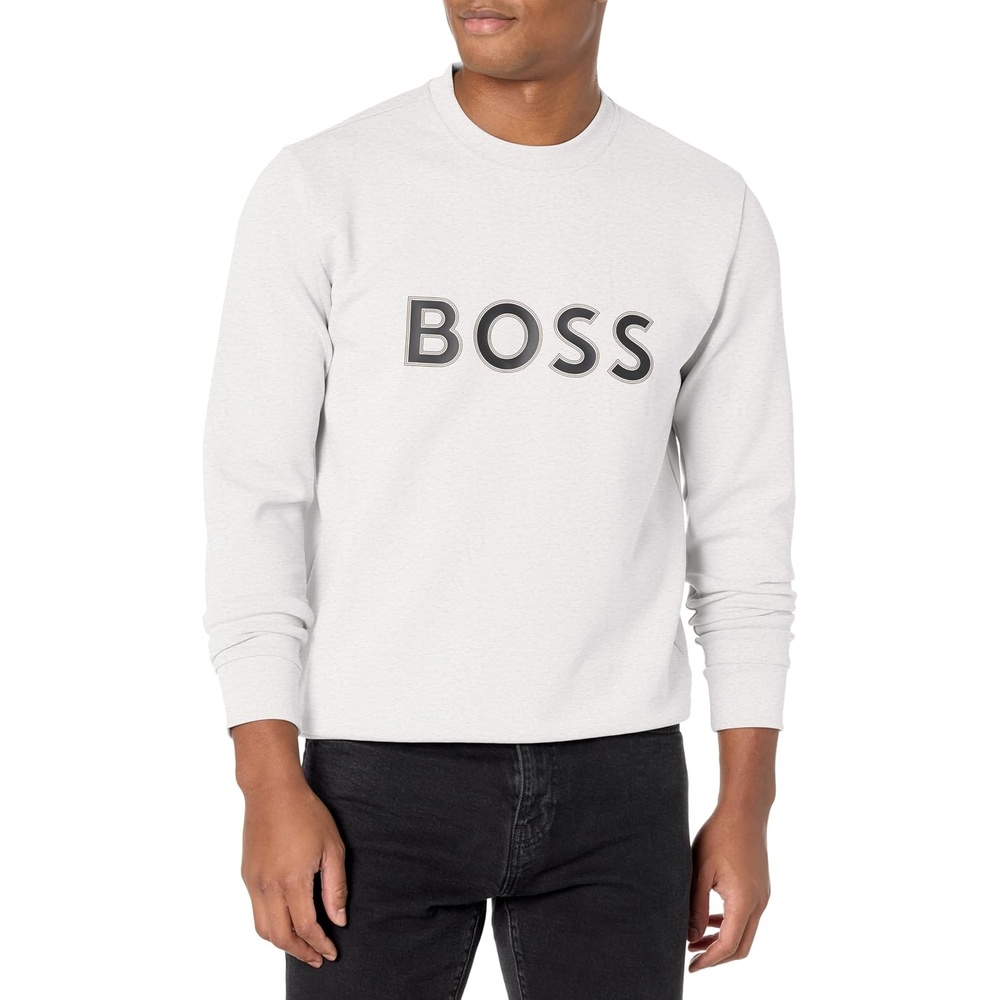 image:imageBOSS Mens Iconic Logo Crewneck SweatshirtFeather Grey Melange