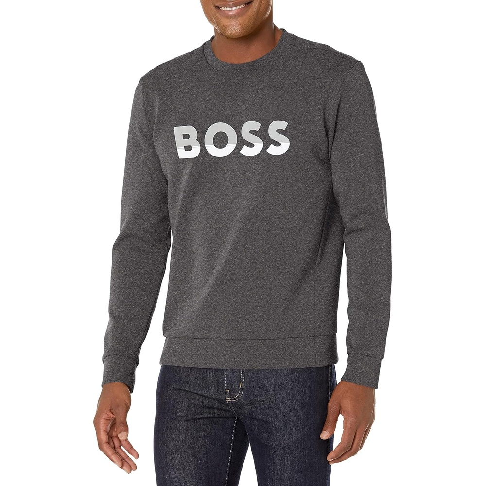 image:imageBOSS Mens Iconic Logo Crewneck SweatshirtGrey Fog