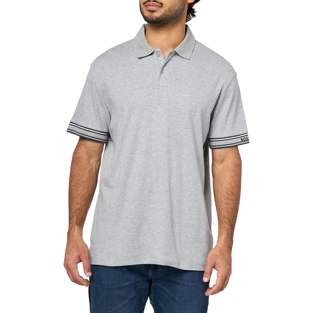 image:imageBOSS Mens Interlock Cotton Polo ShirtGlossy Asphalt