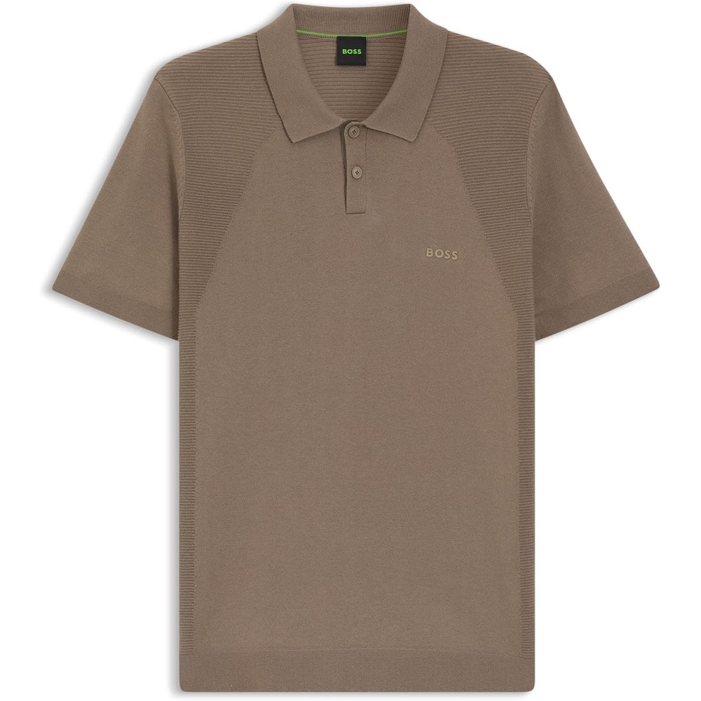 image:imageBOSS Mens KN MomentumLite PS Cotton Blend Knitted Polo Shirt with Bodymapping StructureLightPastel Green 334