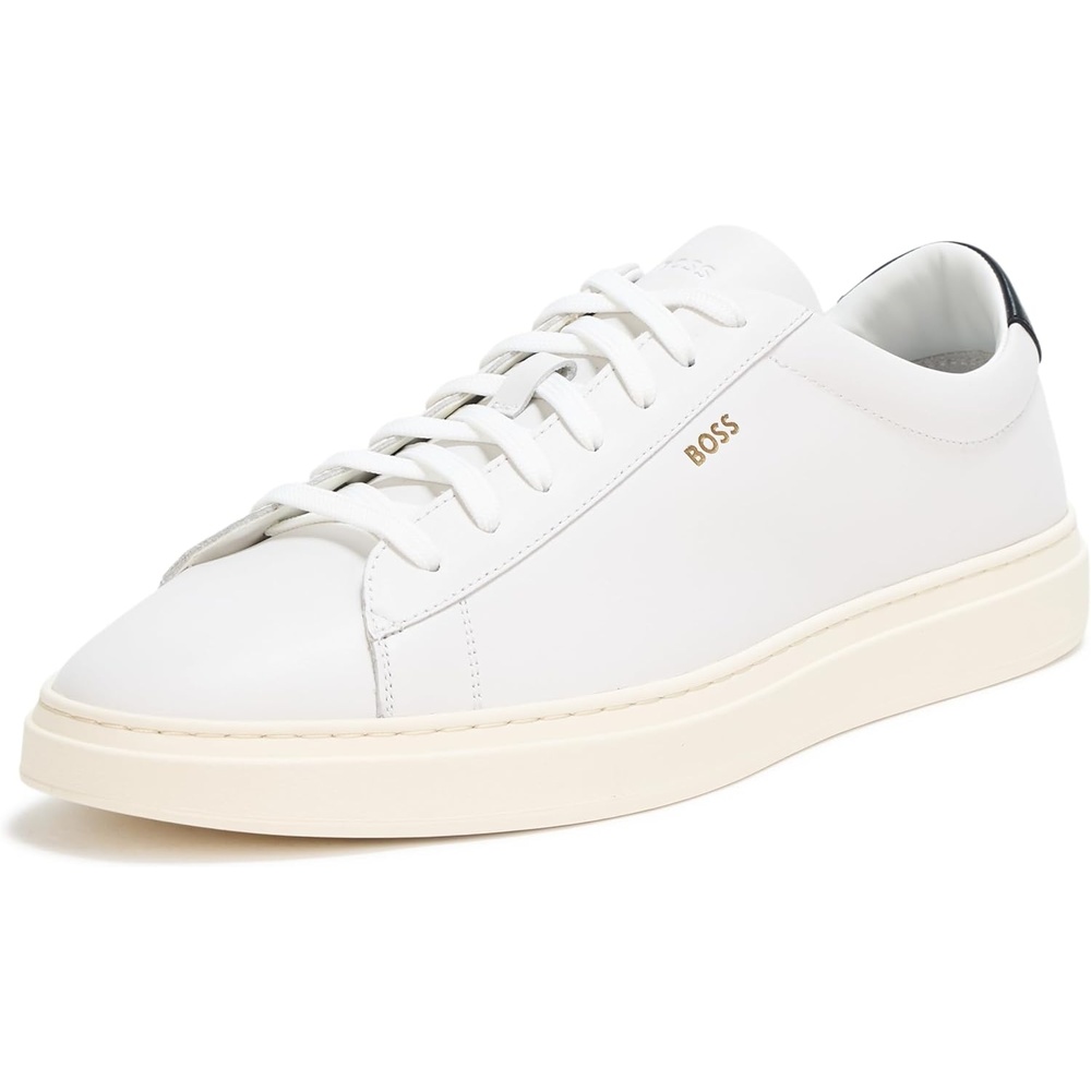 image:imageBOSS Mens Kieran Smooth Leather Tennis SneakerWhite Salt