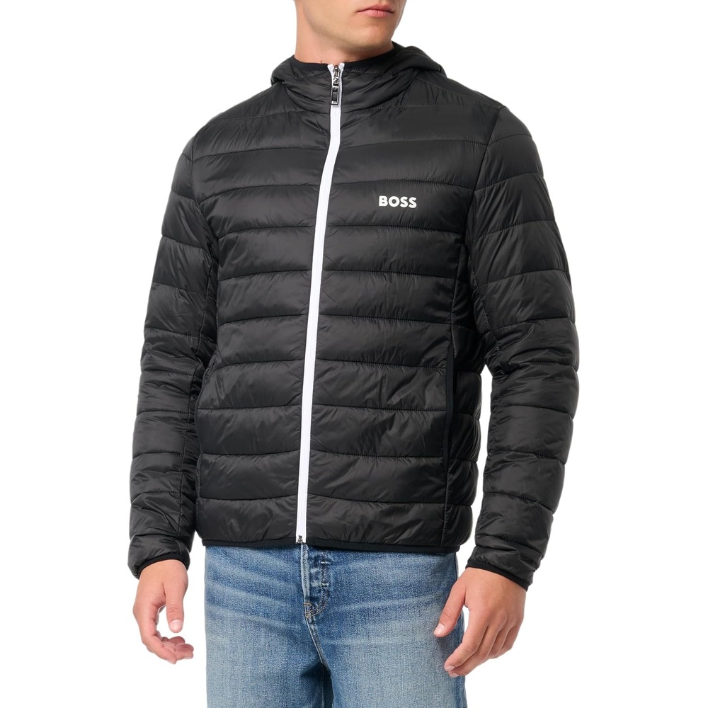 image:imageBOSS Mens Lightweight Hooded Puffer JacketSmokey Black