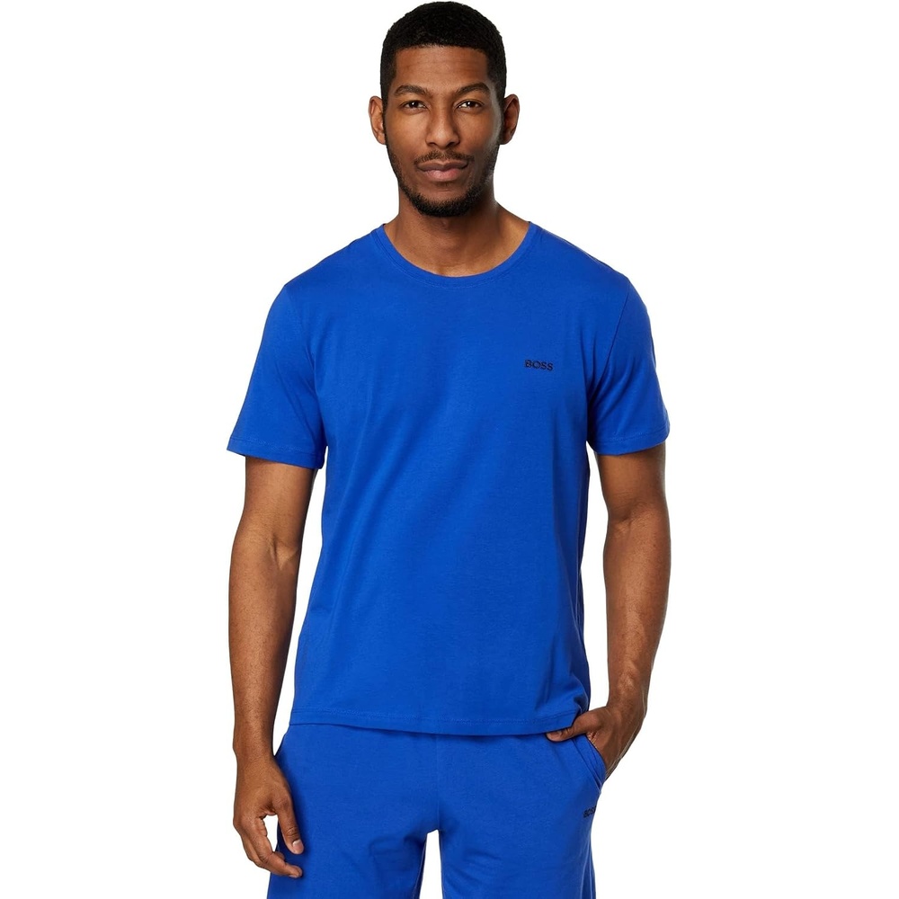 image:imageBOSS Mens MixampMatch Crewneck Cotton Lounge TShirtBlue Aegean