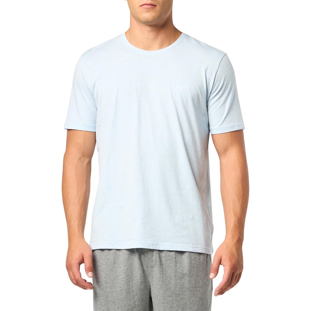 image:imageBOSS Mens MixampMatch Crewneck Cotton Lounge TShirtChambray Blue Melange
