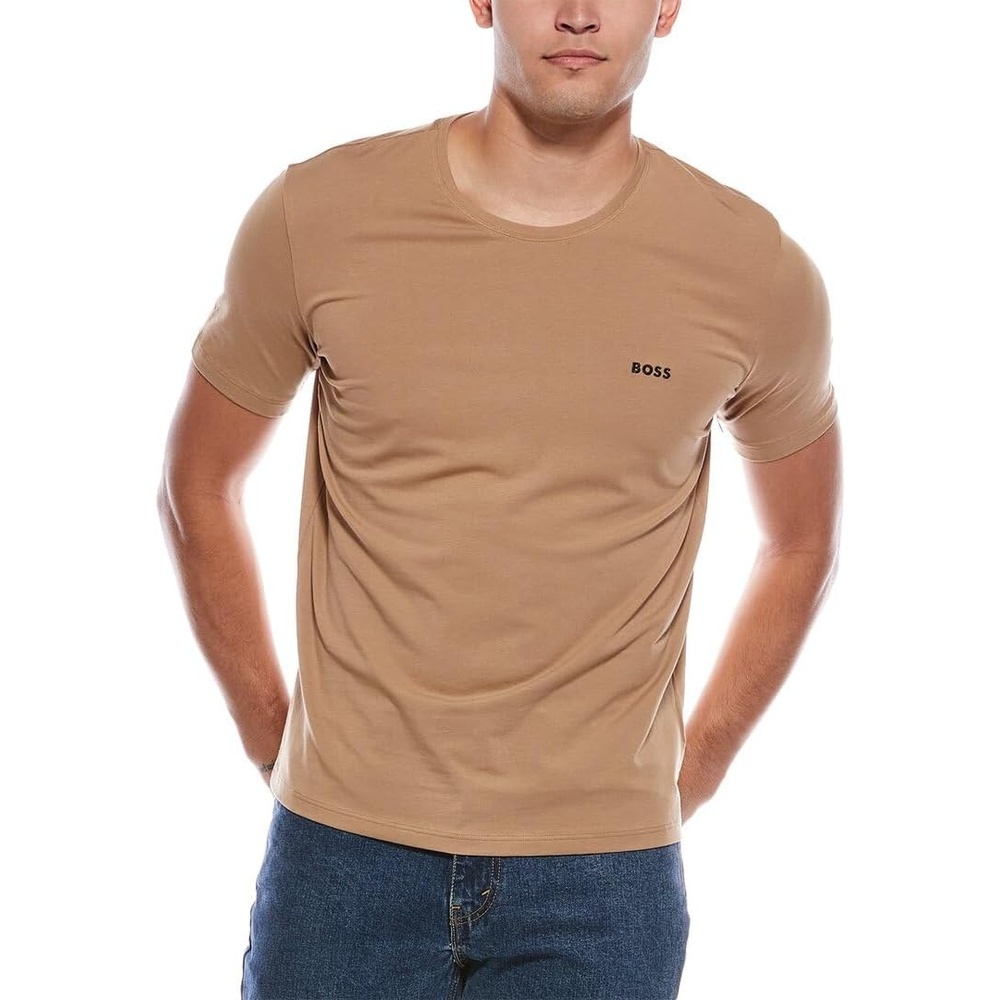 image:imageBOSS Mens MixampMatch Crewneck Cotton Lounge TShirtMedium Nude