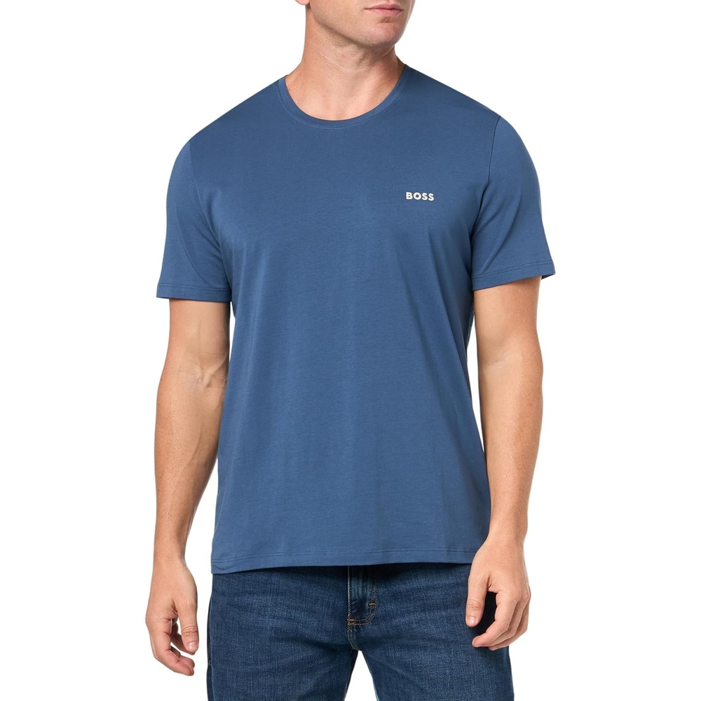 image:imageBOSS Mens MixampMatch Crewneck Cotton Lounge TShirtNorthern Blue